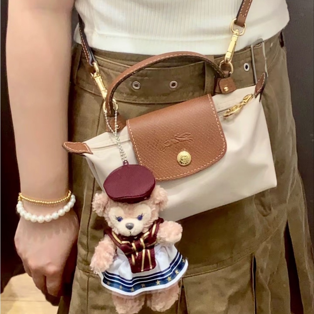 Longchamp Beige Nylon Mini Bag with Brown Trim - Picture 3 of 4